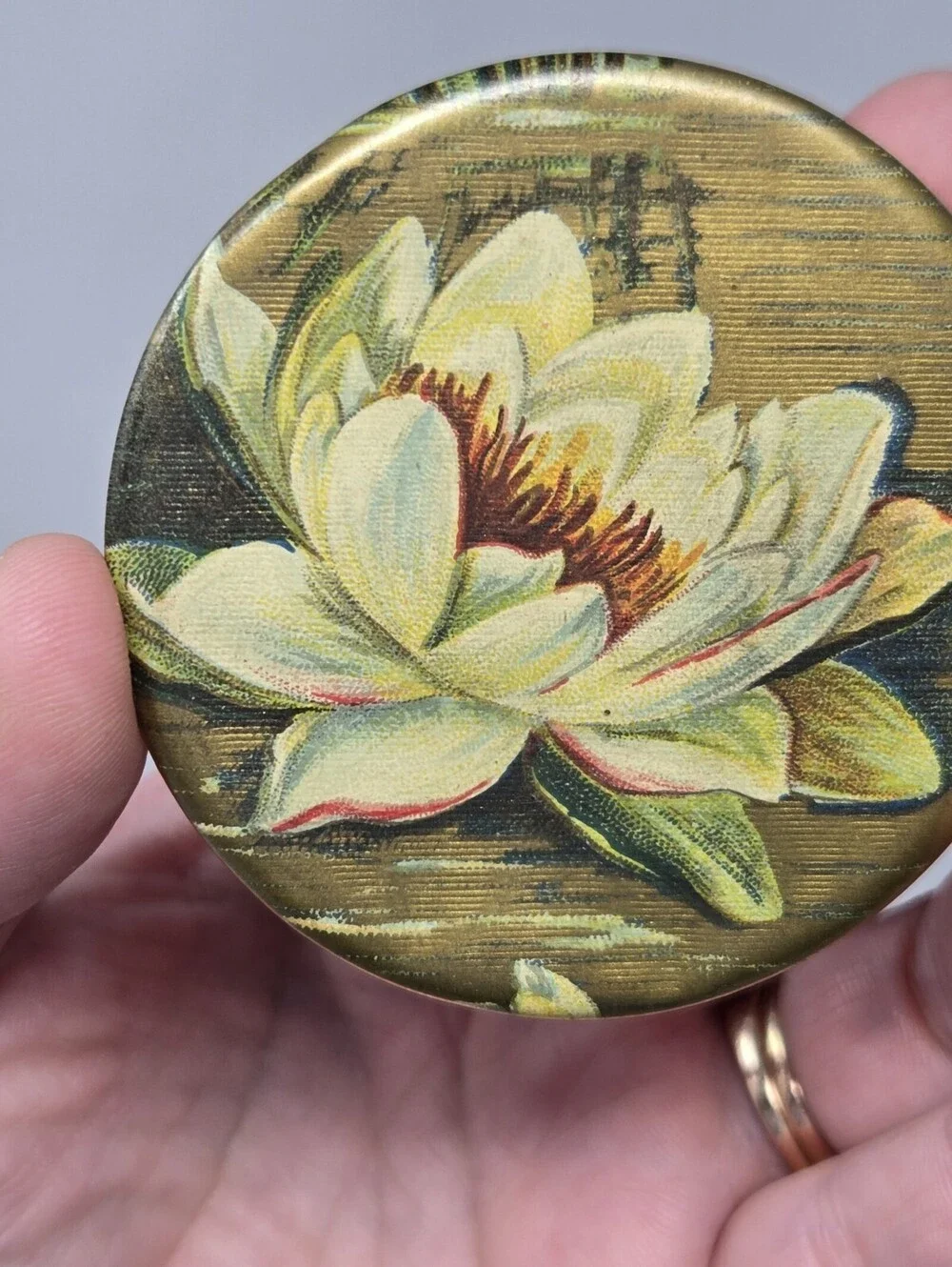 Vintage Minature Purse Mirror Floral 2